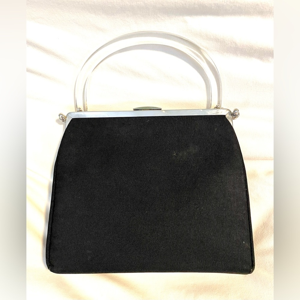 *EUC**VINTAGE* Lucite Handle w/Black Satin Body -POSSIBLY L&M Edward -Purse/Bag - Picture 3 of 8